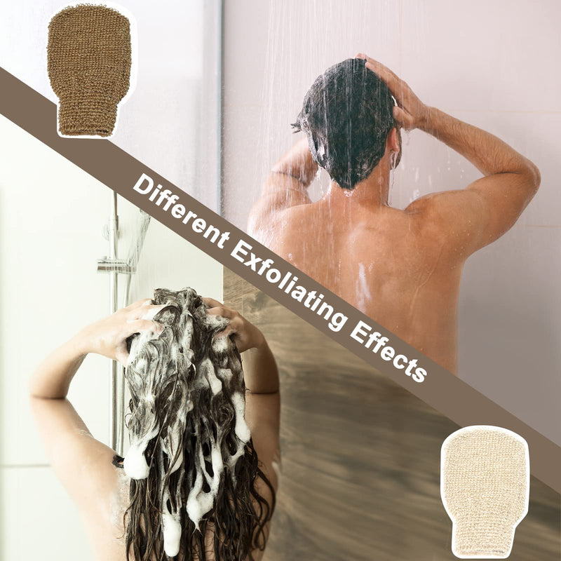 [Australia] - Exfoliating gloves, pack of 4, body exfoliating gloves, washable shower gloves, linen scrub gloves for the body, shower scrubbing gloves, exfoliating tools for men, women, children 