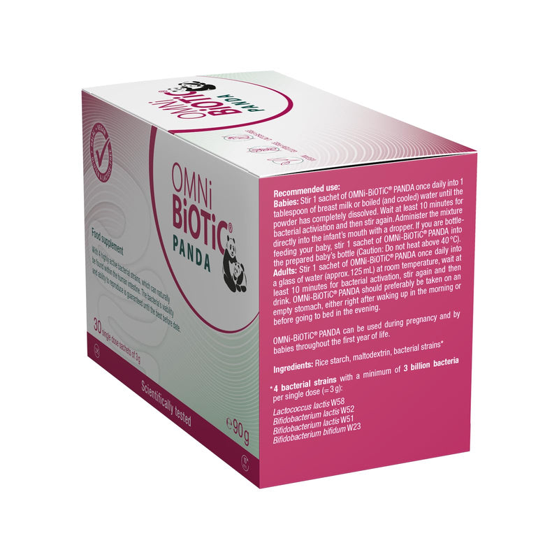 OMNi BiOTiC Panda | A Good Start for Mother and Child | Use During Pregnancy and from Birth Onwards for Babies | 30 sachets (90 g) Powder | Vegan | Gluten-Free | Halal | for Daily use