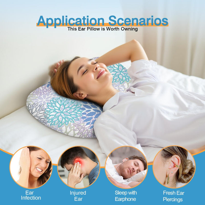[Australia] - Ear Piercing Pillow for Side Sleepers with Washable Cover Pillows with Holes for Ear Pain,Donut Pillow for Adults CNH Ear Pain Relief Pressure Sores Ear Pillow with Hole in Center Blue+washable Cover 