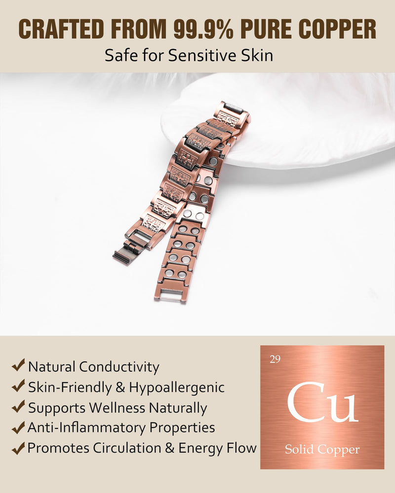 [Australia] - Jecanori Pure Copper Bracelet for Men, Magnetic Cross Bracelets for Men with 3500 Gauss Magnets, Mens Pure Copper Bracelet 