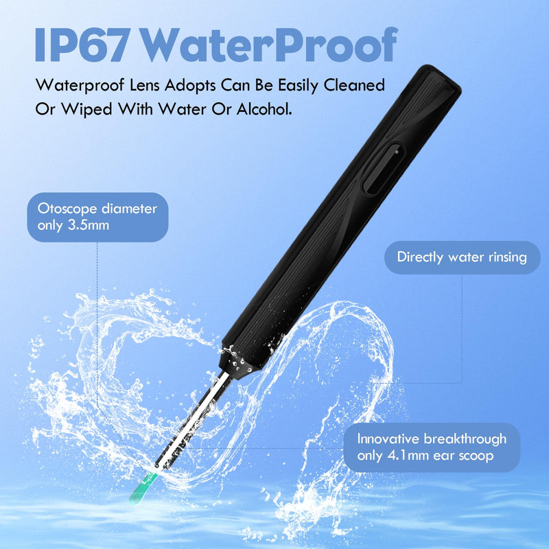 [Australia] - Earwax Remover Otoscope, 1080P WiFi Ear Cleaner HD Ear Camera IP67 Waterproof Ear Cleaner 3.5mm Lens Ear Endoscope with 6 LEDs Rechargeable Ear Cleaner for Children, Adults and Pets 