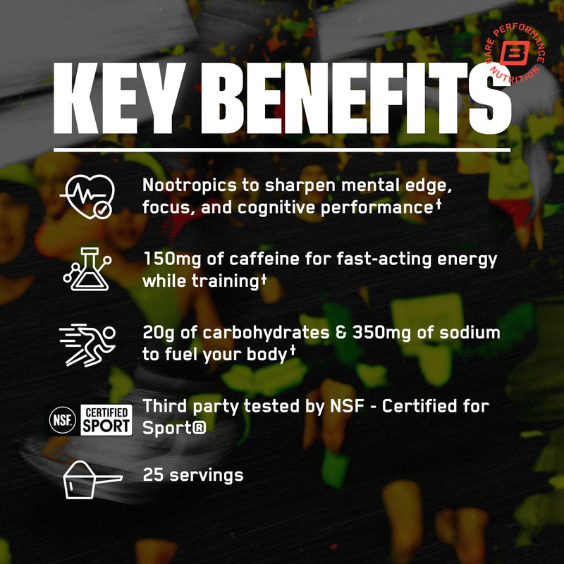 [Australia] - BARE PERFORMANCE NUTRITION G.1.M Sport+ Endurance Pre-Workout – Lemon Lime | 25 Servings | 20g Carbs, 350mg Sodium, 150mg Caffeine | Electrolytes, Nootropics & Cluster Dextrin® for Energy & Focus 