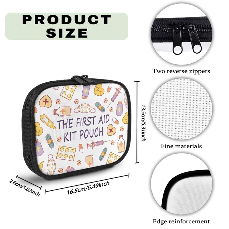 Travel Medicine Case Medical Theme Print Pill Organizer Box with Zipper Daily Supplement Holder Portable Vitamin Storage Bag Weekly