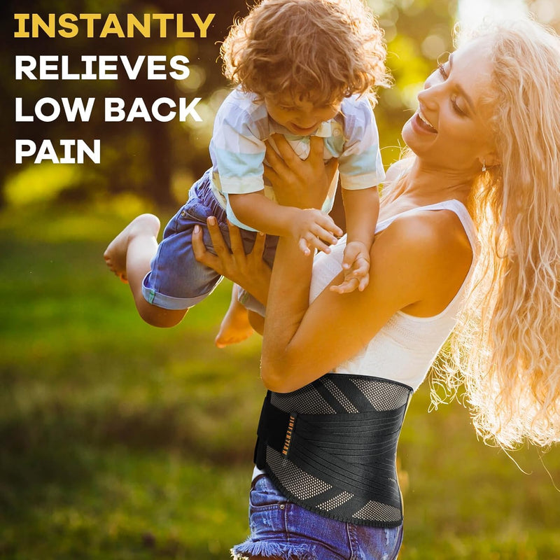 [Australia] - JIUFENTIAN Copper Back Braces for Lower Back Pain with Support System - Lower Back Brace for Herniated Disc,Lumbar supports for Sciatica, Scoliosis,Heavy Lifting and Work(Large) Copper Nylon Large 