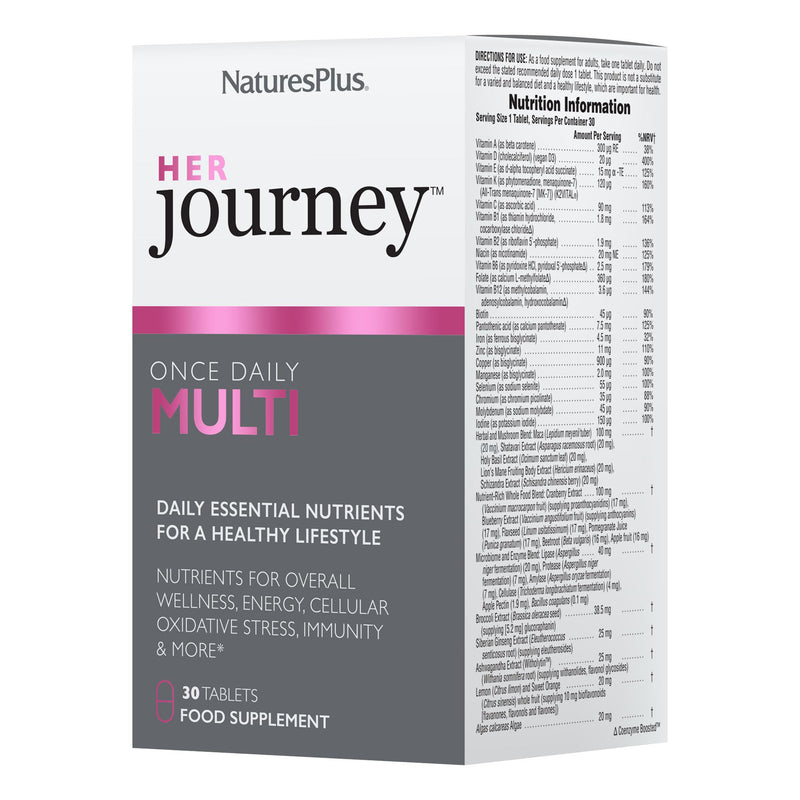 NaturesPlus Her Journey One a Day Multivitamin for Women – Energy, Immune, Stress – Vegan Multi for Women with Whole Foods, Adaptogens, Microflora Blend – Non-GMO, Gluten-Free - 30 Tablets 30 count (Pack of 1)