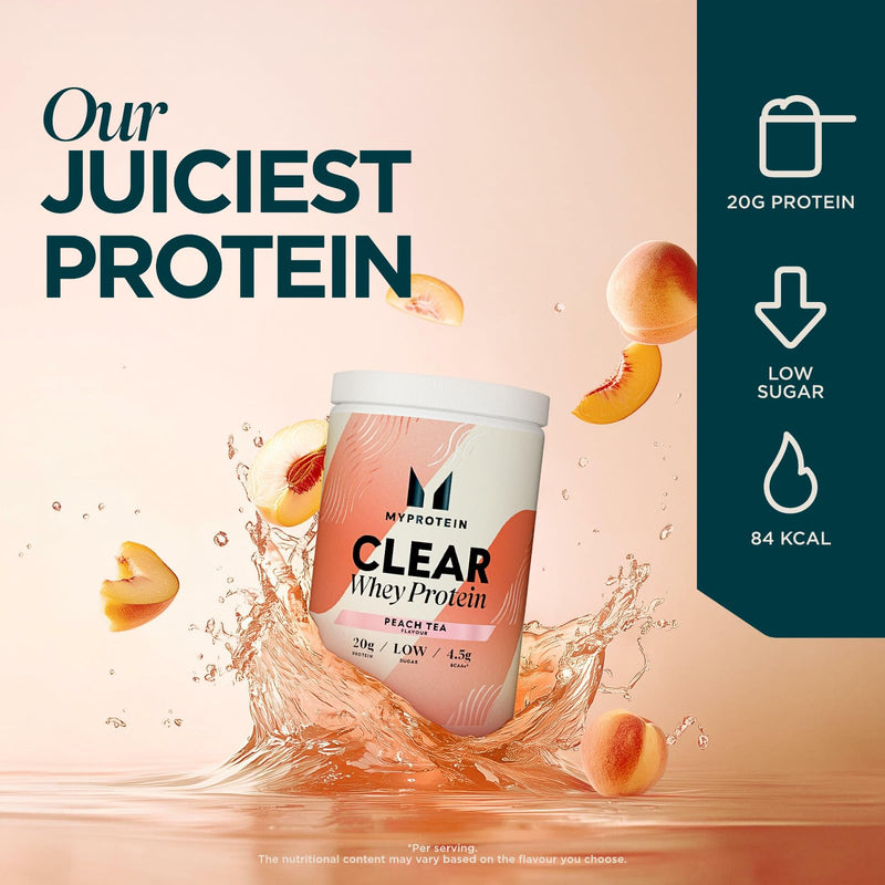 Myprotein Clear Whey Protein Isolate Powder - Peach Tea - 488g - 20 Servings - Cool and Refreshing Whey Protein Shake Alternative - 20g Protein and 4g BCAA per Serving 500 g (20 Servings)