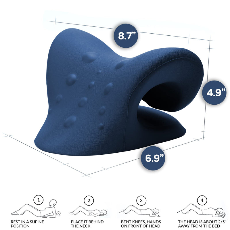 Neck Stretcher & Posture Corrector for Women and Men, Cervical Traction for Spine Alignment, Adjustable Upper Back Brace & Elastic Support for Shoulder Back Pain Relief (Dark Blue) Dark Blue