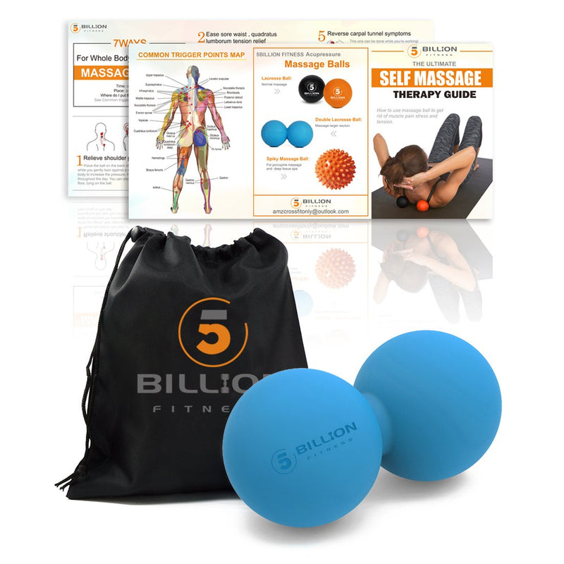 [Australia] - 5BILLION Peanut Massage Ball - Double Lacrosse Massage Ball & Mobility Ball for Physical Therapy - Deep Tissue Massage Tool for Myofascial Release, Muscle Relaxer, Acupoint Massage (blue) Blue-50 Hardness 