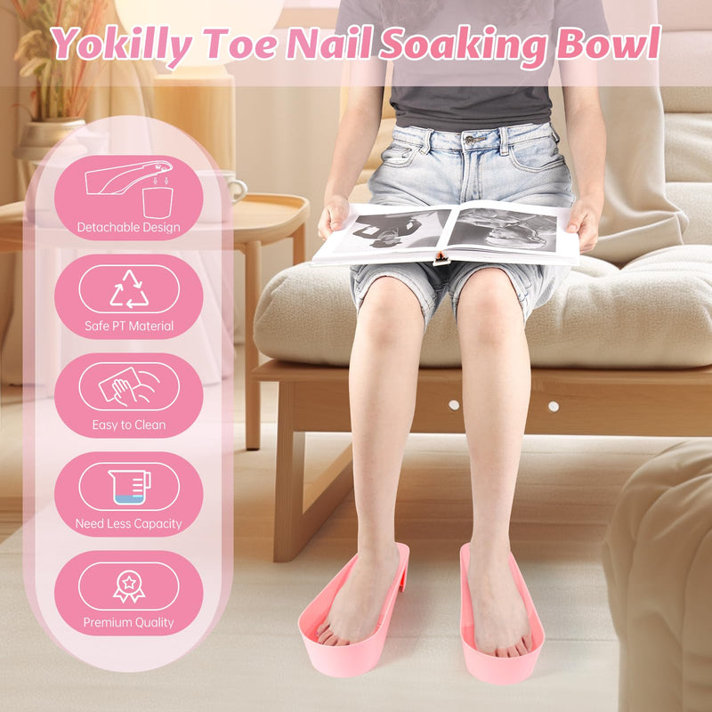 Yokilly Toe Nail Soaking Bowl: 2 PCS Shoe Design Toenails Soak Off Bowl | Foot Bath Soak Tub Bowl - Acetone Proof Pedicure Foot Spa Nail Soaker Bowl for Soak Off Dip Powder Gel Polish Remover-Pink 2 Pcs Pink