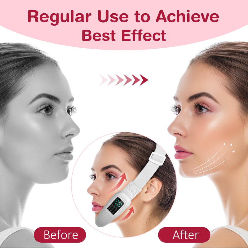 V-Face Shaper - Electric Double Chin Reduces & Face Slimming Device with 8 Massage Modes, 15 Intensity Levels for Women - Lift & Define Jawline