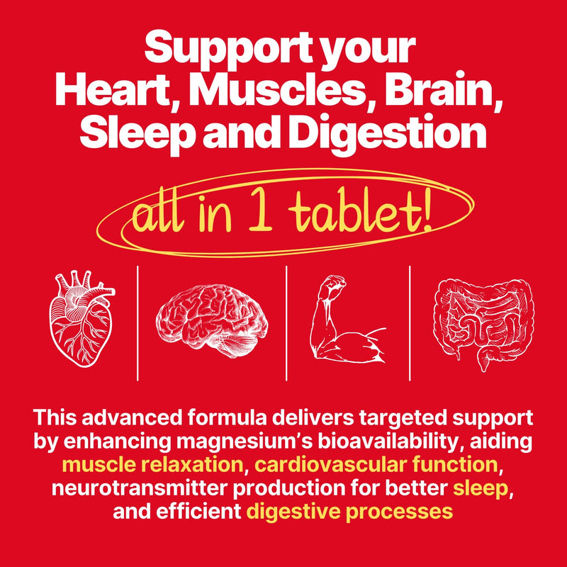 anocin 4X Magnesium Complex 200 mg + Magnesium Glycinate + Citrate + B12 High Absorption + Taurate + Malate + Bromelain+Collagen (Type II)+Hyaluronic Acid+Heart, Muscle+Joint Support, 60-Day