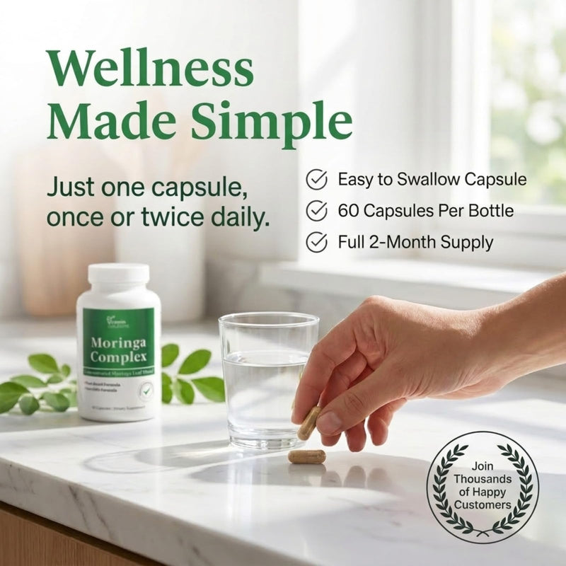 Moringa Capsules 3-in-1 Leaf Extract for Energy and Immune Support | Moringa Oleifera Leaf Powder, 10:1 and 20:1 Extracts, Superfood, 60 Capsules, 60 Day Supply, Vegan, Non-GMO, Made in USA