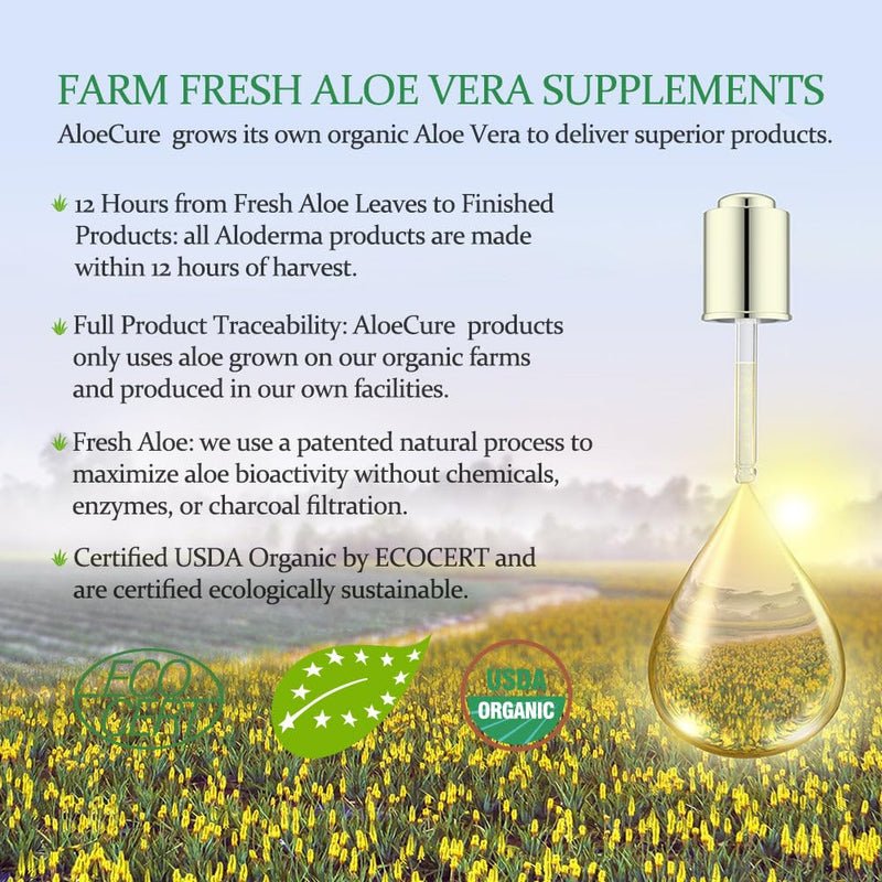 [Australia] - AloeCure USDA Organic Aloe Vera Juice Grape Flavor, Made Within 12 Hours of Harvest - Pure Aloe Juice Natural Digestive & Immune Support Supplement, Naturally Balances Stomach Acidity, 16.7oz Bottle 1 