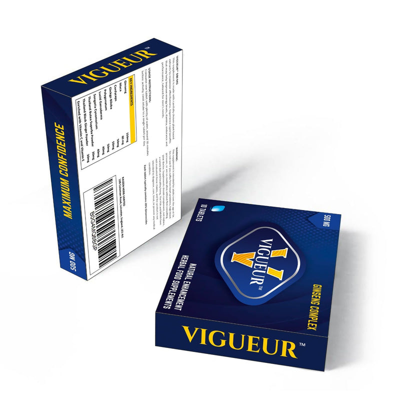 VIGUEUR 500mg New UK | Stronger | Longer | Harder | Performance | Extra Strength Enhancing, Stamina Endurance Booster Supplement Pills for Men | 10 Ginseng Tablets
