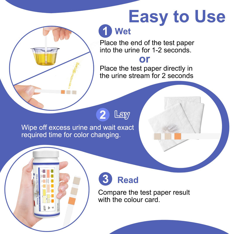 3-in-1 UTI Test Strips, Full Panel Urinary Tract Infection Test Kit at Home for Women Men Kids, Detection with Accurate Leukocytes, Nitrite, and PH Readings, Simple at-Home Urine Test Strips, 50ct