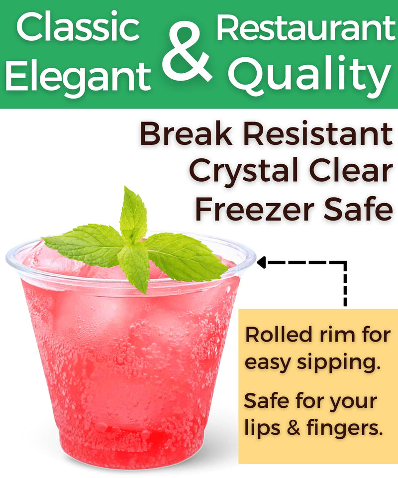 [Australia] - Aatriet 9 oz Clear Plastic Drinking Cups, 50 Pack Classic Clear Disposable Wine Cups for Wedding & Party, Elegant Cocktail Cups, Plastic Tumblers for Iced Coffee, Cold Beverage Plastic Cups-9 oz (No Lids) 