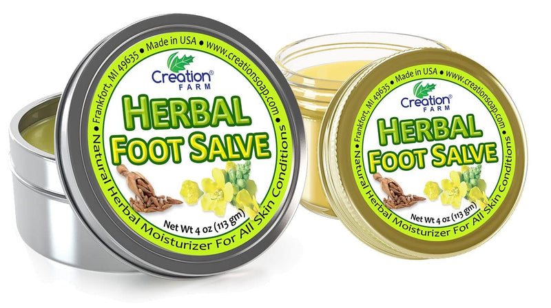 [Australia] - Creation Farm Foot Salve Herbal Balm Cream - Balsamo pomada crema herba de Los pies featuring Peppermint, Tea Tree plus 10 botanicals 4 Ounce (Pack of 1) 
