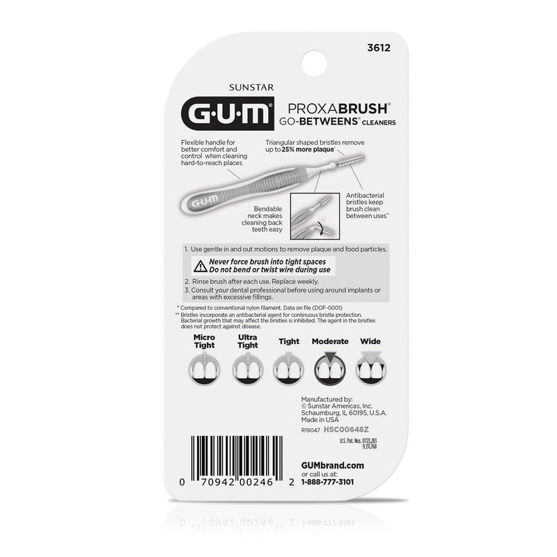 [Australia] - GUM Proxabrush Go-Betweens - Moderate - Interdental Brushes - Soft Bristled Dental Picks for Plaque Removal Health - Safe for Braces & Dental Devices, 10 Count (Pack of 4) 