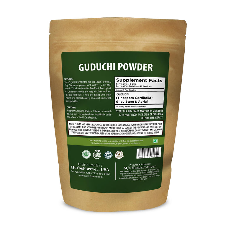 [Australia] - Guduchi Powder | Tinospora Cordifolia | Ayurvedic Herbal Supplement | Natural & Pure | Non-GMO, Vegan | 230 GMS | Traditional Herb for Everyday Wellness 