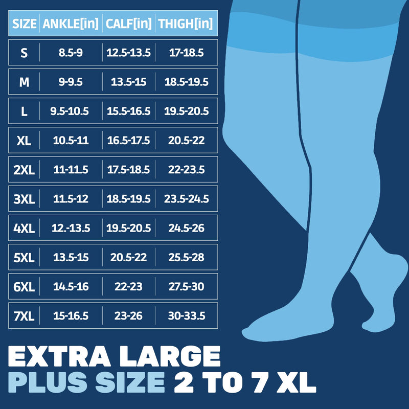 [Australia] - ABSOLUTE SUPPORT Opaque Compression Stockings with Top Grip for Men Class 2 20-30mmHg - Graduated Compression Socks for Varicose Veins, Lymphedema, Lypedema - Support Stockings Black, 7X-Large 7XL 