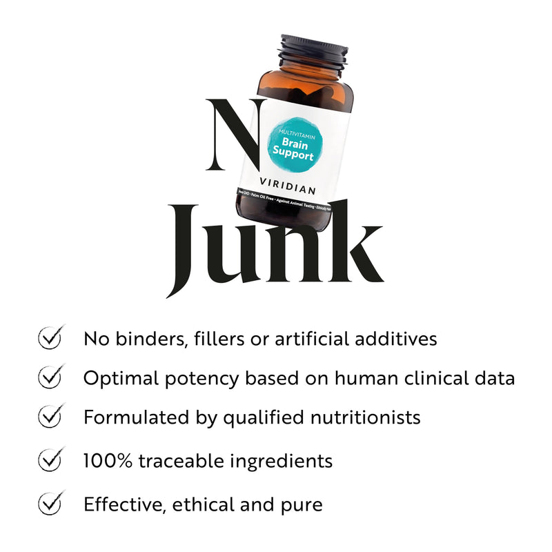 Viridian - Brain Support Multivitamin - 60 Caps | for Cognitive Function | Botanical Extracts, Vitamins and Minerals | Vitamin B5 Supports Mental Performance | 100% Active Ingredients | Vegan