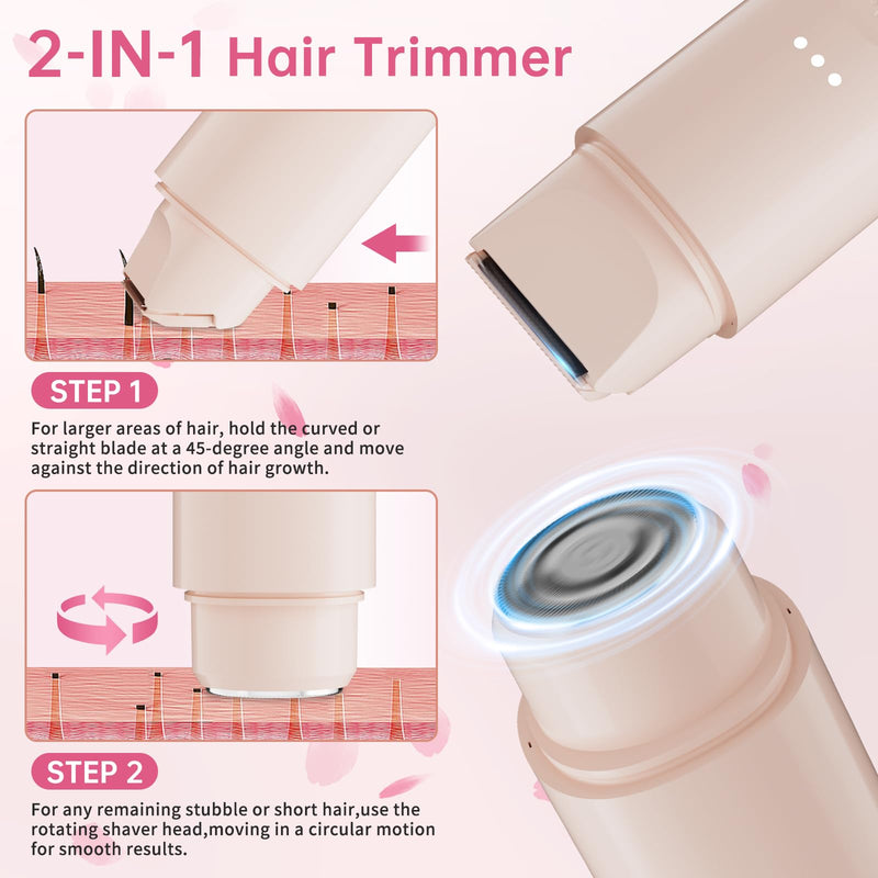 [Australia] - Bikini Trimmer for Women Pubic Hair - 2 in-1 Electric Razors for Women - Rechargeable Dual Head Electric Shaver - Waterproof Bikini Trimmer for Underarm Leg Arm Body Face Armpit Hair Remover 