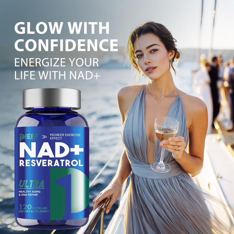 NAD+ Supplement 1500MG, 120PCS Ultra NAD+ & Resveratrol Supplement, Boosting Riboside for Cellular Energy, Metabolism & Repair, Blue