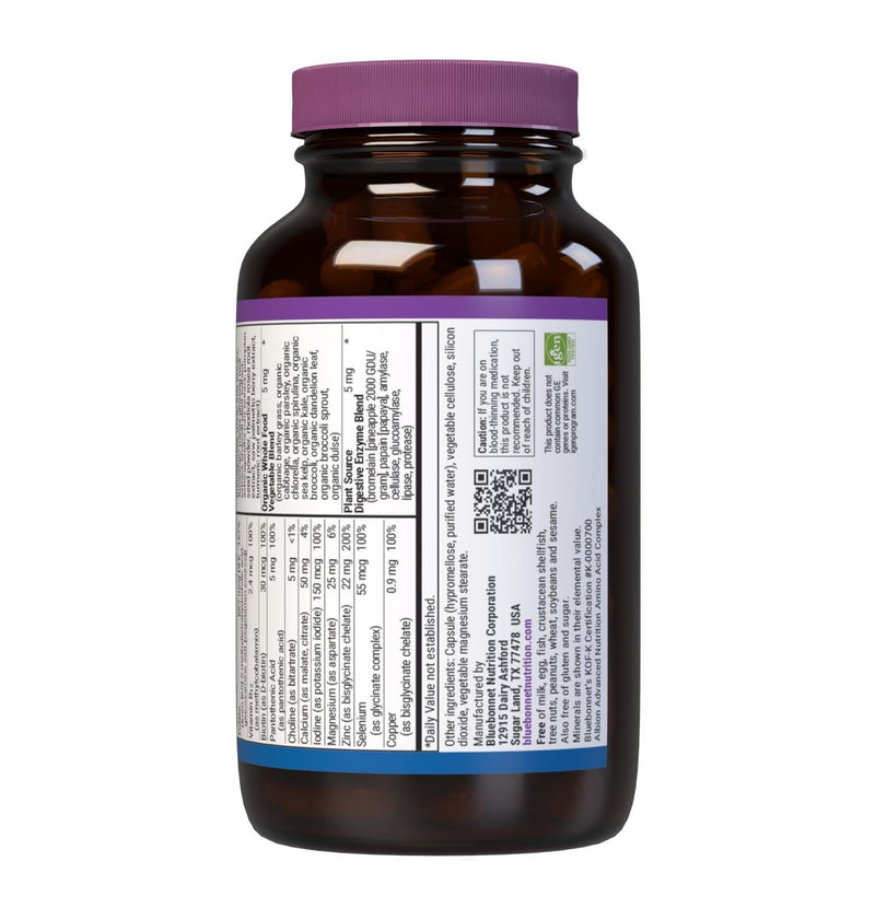 Bluebonnet Nutrition One for Men Whole Food-Based Multiple, Daily Nutrition*, Non-GMO, Vegetarian Friendly, Kosher, Gluten-Free, Soy-Free, Dairy-Free, Iron Free, 60 Vegetable Capsules, 60 Servings | Non-GMO, Vegetarian, Kosher, Gluten-Free, Soy-Free, D...