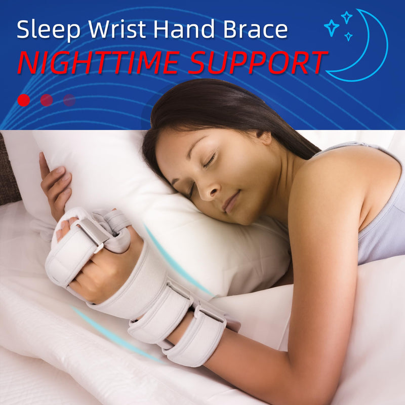 [Australia] - Stroke Resting Hand Splint - Night Immobilizer Wrist Finger Brace for Flexion Contractures, Functional 5 Finger Stabilizer Wrap - for Muscle Atrophy Rehab, Arthritis, Tendonitis, Carpal Tunnel Pain Large Right 