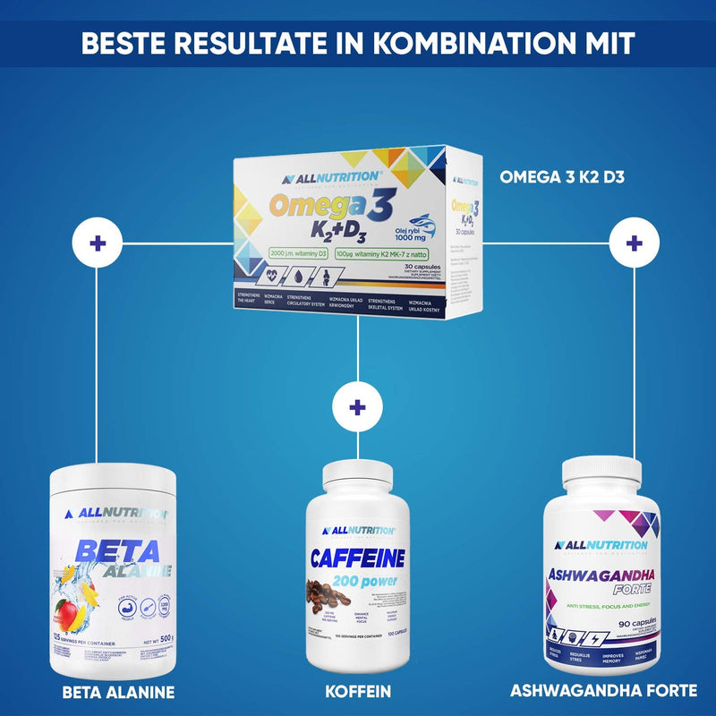 [Australia] - ALLNUTRITION OMEGA 3 K2 D3 is a high quality supplement containing fish oil and vitamins K2 and D3. 