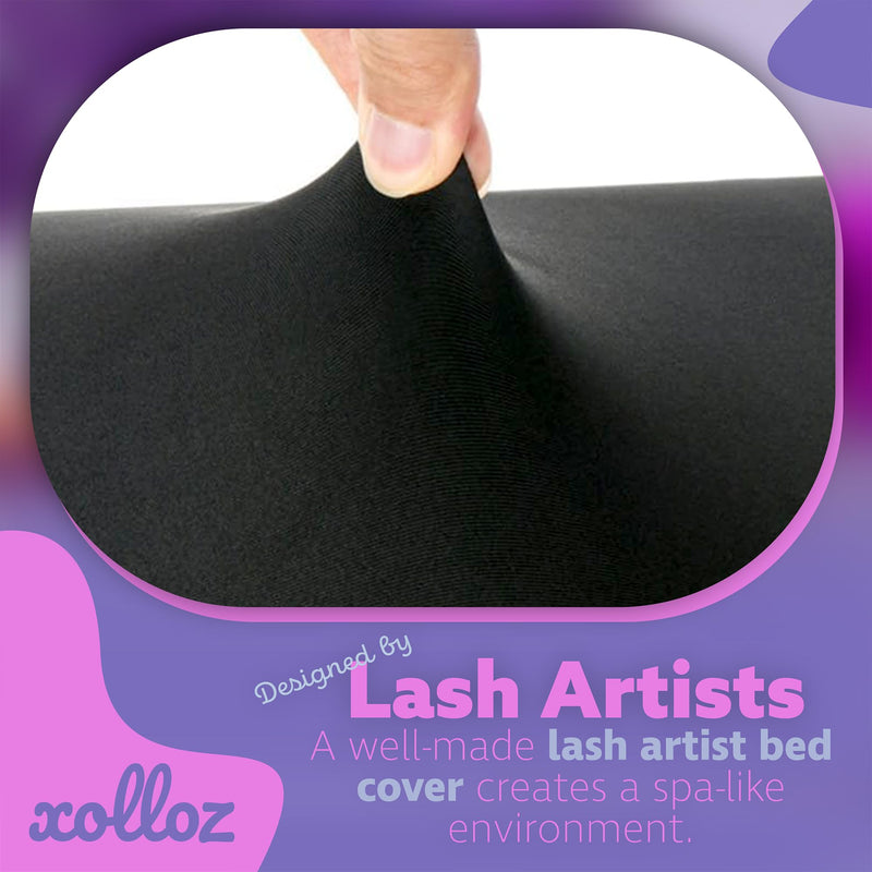 [Australia] - Massage Table Cover – Black Stretch 6ft Cover for Massage Bed, Lash Bed Topper for Spa or Salon, Fitted Table Wrap, Compatible with 6ft Folding Beds, Durable and Professional Look 