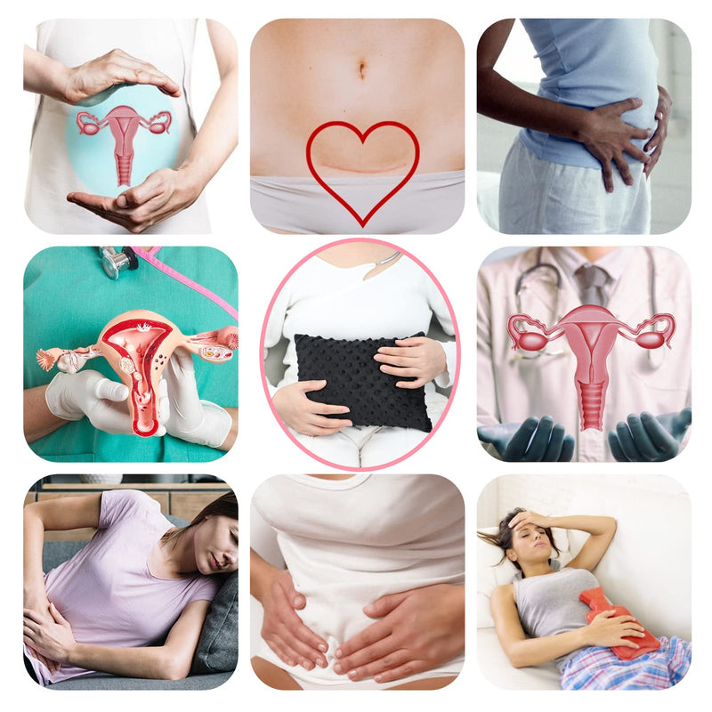[Australia] - Tummy Tuck Pillow with Pocket Hysterectomy Pillows Hysterectomy Recovery Must Haves Gifts for Abdominal Surgery Tiny Cough Cushion Minky Dot Black 
