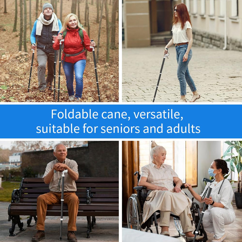 [Australia] - Adjustable Foldable Walking Cane,Titanium Hiking Sticks Canes Walking Sticks for Seniors,Telescopic Walking Canes with Anti-Slip Grip, Lightweight Trekking Cane for Hiking, Climbing 