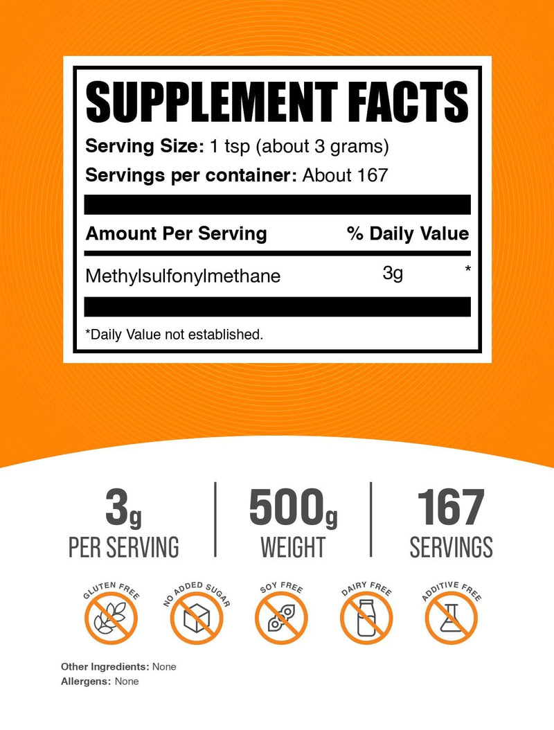 [Australia] - BulkSupplements.com MSM Powder - Methylsulfonylmethane, MSM Supplement, Nutritional Supplement - Gluten Free, 3g per Serving, 500g (1.1 lbs) (Pack of 1) 1.1 Pound (Pack of 1) 