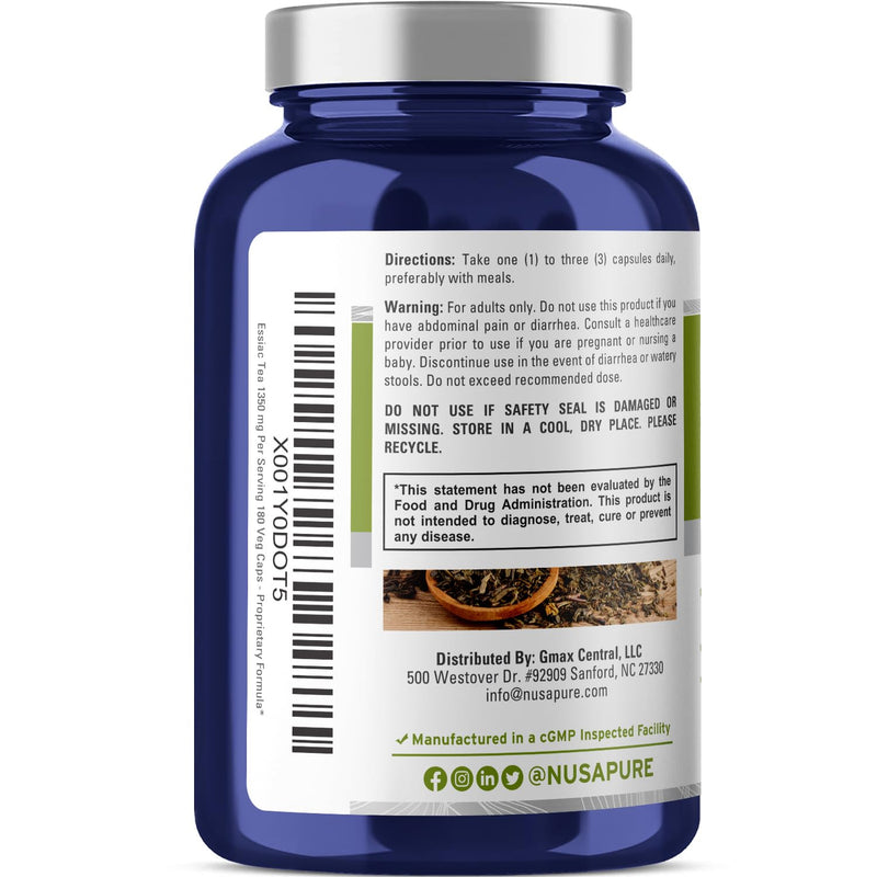 [Australia] - NusaPure Essiac Tea 1350 mg 180 Veggie Caps (Vegetarian, Non-GMO) 