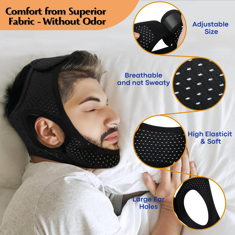 [Australia] - Adjustable Chin Strap for Snoring Relief, Anti-Snoring Chin Strap for Men and Women, Breathable and Skin-Friendly, Comfortable Chin Strap to Improve Sleep Quality and Reduce Snoring 
