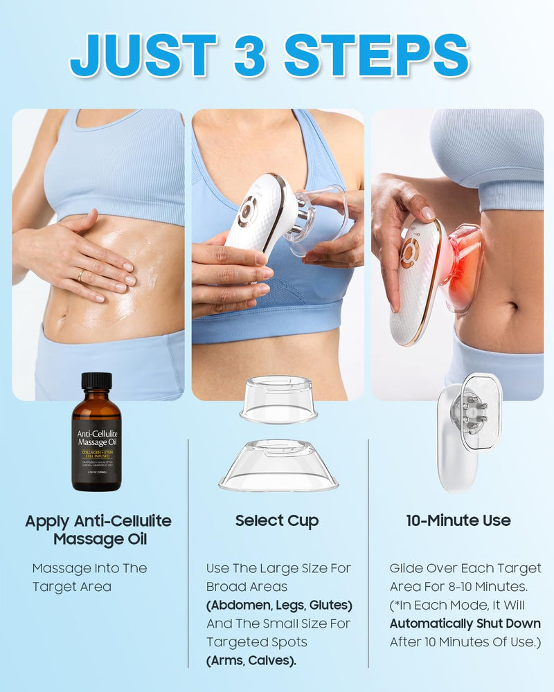 Body Sculpting Machine, 4-in-1 Anti-Cellulite Massager for Body Contouring | Skin Tightening Device for Stomach, Arms, Legs, Thighs, Love Handles, Lymphatic Drainage & Muscle Relaxation White