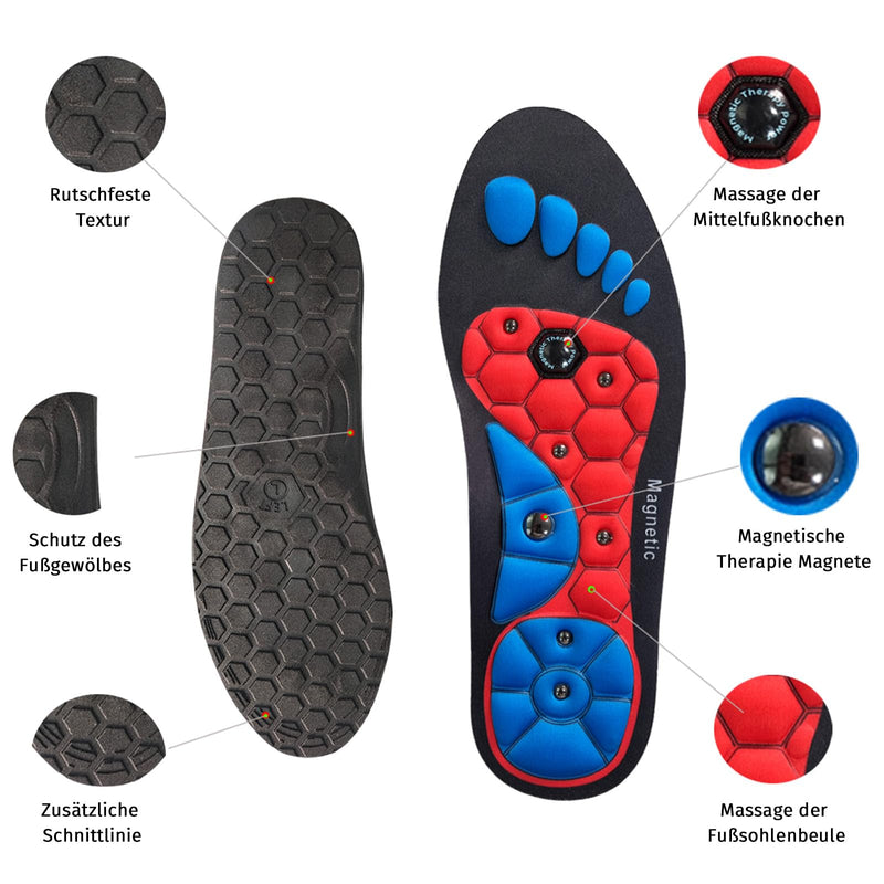 [Australia] - Magnetic insoles original, magnetic shoe insoles acupuncture, shoe insoles orthopedic for men and women, reflexology acupressure insoles red 36-40 