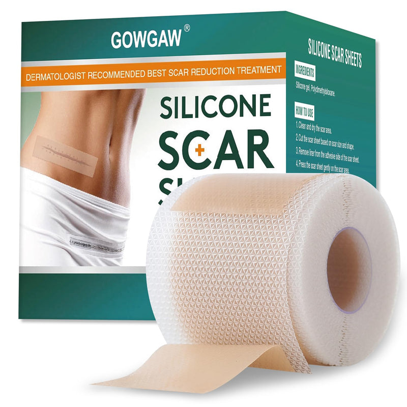 Medical Grade Silicone Scar Sheets, Silicone Scar Tape (1.6”x 60” Roll-1.5M), Professional Scar Removal Treatment, Reusable Silicone Scar Strip for Keloid, C-Section, Surgery, Burns, Acne Etc Brown