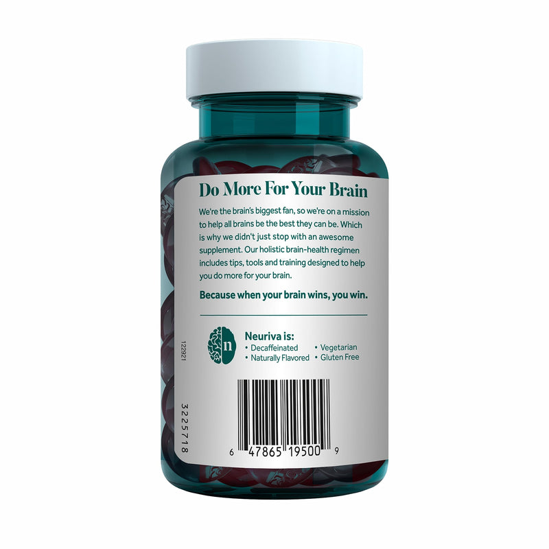 NEURIVA Original Brain Supplements for Memory and Focus, Clinically Tested Nootropics Phosphatidylserine and Neurofactor, Caffeine Free, 50ct Strawberry Gummies | Brain Supplements for Memory and Focus, Phosphatidylserine, Neurofactor, Decaffeinated No...