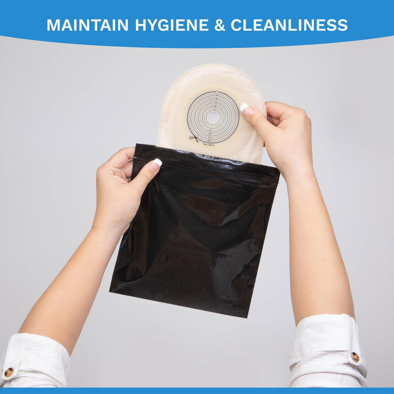 [Australia] - Ostomy Pouch Disposable Bags/Zip Seal Closure, Prevents and Locks in Odors, Mess-Free / 8"x8" by Caregenics (60 Count in a Bag) 8x8 