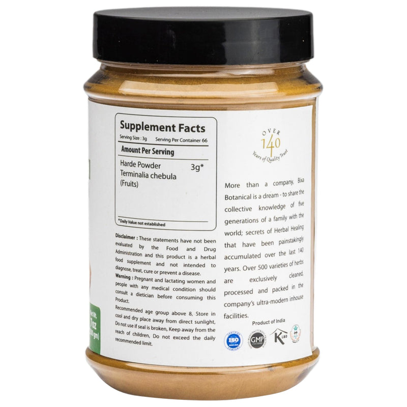 [Australia] - bixa BOTANICAL Haritaki Powder | Terminalia Chebula | 200 Grams / 7 OZ | Ayurvedic Herbal Supplement | Gluten Free, Non-GMO, Steam Treated, Vegan, 100% Pure. 7 Ounce (Pack of 1) 