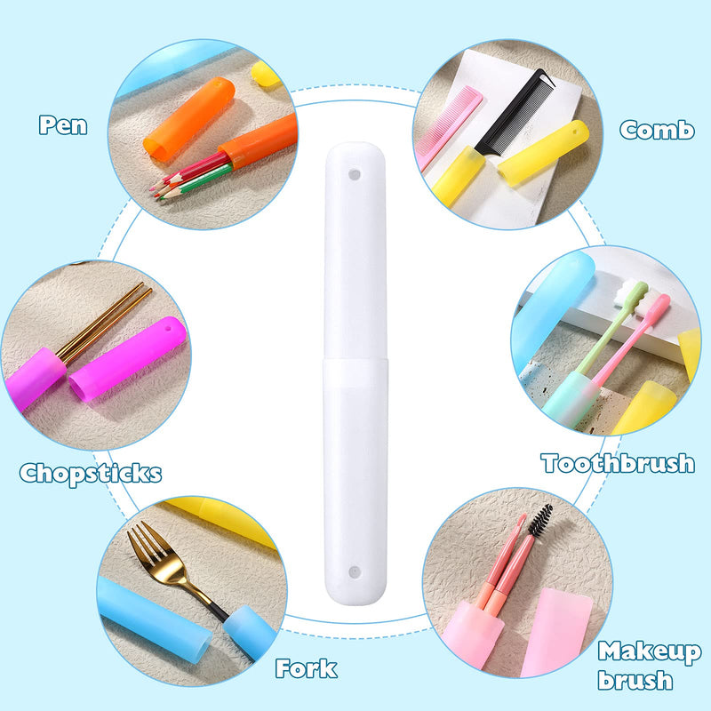[Australia] - 40 Pieces Travel Toothbrush Holder Case Portable Plastic Pencil Case Holder Toothbrush Carrier Cover Case Bulk Toothbrush Storage Containers for Traveling School Camping Bathroom Business, 7 Colors 