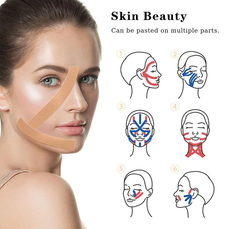 [Australia] - "Face Lifting Tape Pack of 2 Rolls Kinesio Tapes Myofascial Face Lifting Tape Face Tape Against Wrinkles Patch for Muscle Tightening Tapes and Tightening Facial Skin for Women" 