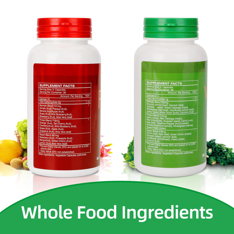 Fruit and Veggies Supplement Balance of Natural 16+18 Fruit & Veggies Blend | Ingredients Natural – 4 Bottles 360 Total Vegetarian Capsules | Fresh Superfood Formula with Vitamins and Minerals Veggie Fruit 2 Sets