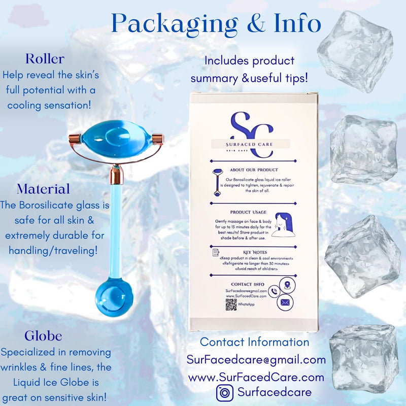 Liquid Ice Roller & Globe- Cooling Massage Roller For Face & Body, Cryotherapy Ice Roller For Skin Tightening, Rejuvenating, Reduce Puffiness, Wrinkle Repair, Liquid Ice Globe Facial Skin Care Tool