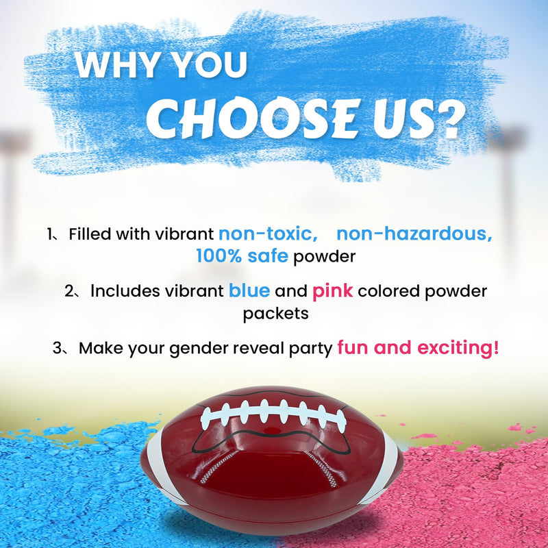 ZZPAKUE Gender Reveal Football Gender Reveal Kit Football with Powder Blue and Pink Boy or Girl Exploding Ball for Gender Reveal Games Baby Shower Party Supplies