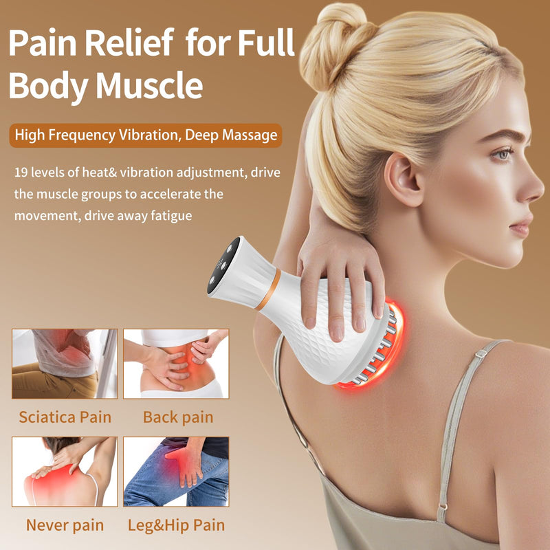 [Australia] - Lymphatic Drainage Massager – Portable Cellulite Massage Tool with 19 Intensity Levels for Relaxing Neck, Legs, Arms & Belly 