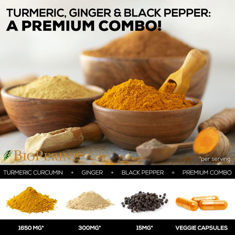 [Australia] - Turmeric Curcumin with BioPerine & Ginger 95% Curcuminoids 1950mg - Black Pepper Extract for Max Absorption, Nature's Joint Support Supplement, Herbal Turmeric Pills, Vegan Non-GMO - 240 Capsules 240 Count (Pack of 1) 