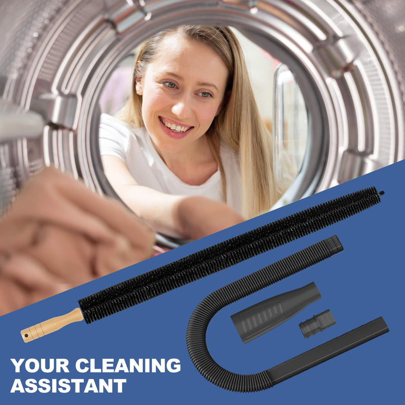 [Australia] - Sealegend 2 Pieces Dryer Vent Cleaner Kit Vacuum Attachment Hose with Brush, Dryer Cleaning Brush Lint Remover Hose Black 